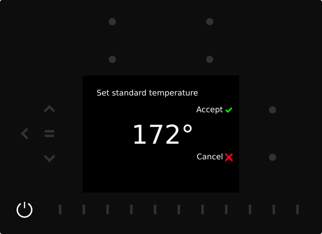 set standard temp screen