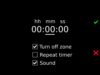 timer setup screen